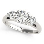 Three Stone Engagement Ring, Round Shape, in White Gold - 84124