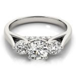 Three Stone Engagement Ring, Round Shape, in Sterling Silver - 84124