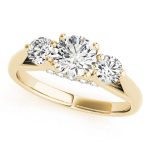 Three Stone Engagement Ring, Round Shape, in Yellow Gold - 84124