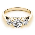 Three Stone Engagement Ring, Round Shape, in Yellow Gold - 84124