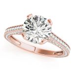 Antique Engagement Ring, Vintage Style, Round Shape, in Rose Gold - 84141