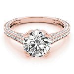 Antique Engagement Ring, Vintage Style, Round Shape, in Rose Gold - 84141