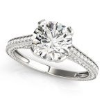 Antique Engagement Ring, Vintage Style, Round Shape, in White Gold - 84141