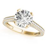 Antique Engagement Ring, Vintage Style, Round Shape, in Yellow Gold - 84141