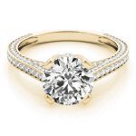 Antique Engagement Ring, Vintage Style, Round Shape, in Yellow Gold - 84141