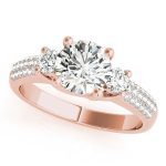 Three Stone Engagement Ring, Round Shape, in Rose Gold - 84177