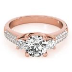 Three Stone Engagement Ring, Round Shape, in Rose Gold - 84177