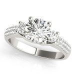 Three Stone Engagement Ring, Round Shape, in White Gold - 84177