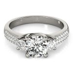 Three Stone Engagement Ring, Round Shape, in White Gold - 84177