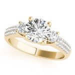 Three Stone Engagement Ring, Round Shape, in Yellow Gold - 84177