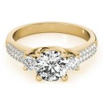 Three Stone Engagement Ring, Round Shape, in Yellow Gold - 84177