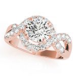 Multirow Engagement Ring, Vintage Style, Round Shape, in Rose Gold - 84182