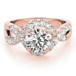 Multirow Engagement Ring, Vintage Style, Round Shape, in Rose Gold - 84182