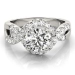 Multirow Engagement Ring, Vintage Style, Round Shape, in Platinum - 84182