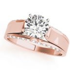 Side Stone Engagement Ring, Shape, in Rose Gold - 84299