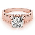 Side Stone Engagement Ring, Shape, in Rose Gold - 84299