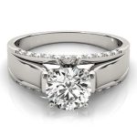 Side Stone Engagement Ring, Shape, in White Gold - 84299