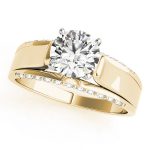 Side Stone Engagement Ring, Shape, in Yellow Gold - 84299