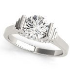 Solitaire Engagement Ring, Round Shape, in White Gold - 84311