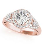 Halo Engagement Ring, Round Shape, in Rose Gold - 84334