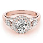 Halo Engagement Ring, Round Shape, in Rose Gold - 84334