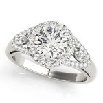 Halo Engagement Ring, Round Shape, in White Gold - 84334