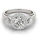 Halo Engagement Ring, Round Shape, in White Gold - 84334