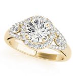 Halo Engagement Ring, Round Shape, in Yellow Gold - 84334