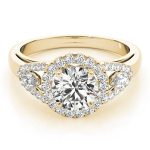 Halo Engagement Ring, Round Shape, in Yellow Gold - 84334