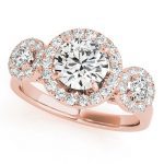 Halo Engagement Ring, Round Shape, in Rose Gold - 84336