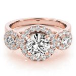 Halo Engagement Ring, Round Shape, in Rose Gold - 84336