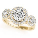 Halo Engagement Ring, Round Shape, in Yellow Gold - 84336