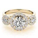 Halo Engagement Ring, Round Shape, in Yellow Gold - 84336