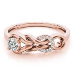 Love Knot Fashion Ring, Round Shape, in Rose Gold - 84348