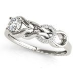 Love Knot Fashion Ring, Round Shape, in White Gold - 84348