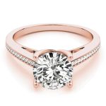 Channel Set Engagement Ring, Side Stone Style, Round Shape, in Rose Gold - 84351