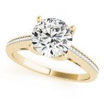 Channel Set Engagement Ring, Side Stone Style, Round Shape, in Yellow Gold - 84351