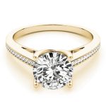 Channel Set Engagement Ring, Side Stone Style, Round Shape, in Yellow Gold - 84351