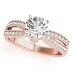 Multirow Engagement Ring, Side Stone Style, Round Shape, in Rose Gold - 84386