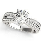 Multirow Engagement Ring, Side Stone Style, Round Shape, in Platinum - 84386