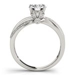 Multirow Engagement Ring, Side Stone Style, Round Shape, in White Gold - 84386