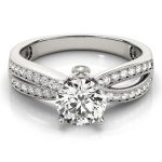 Multirow Engagement Ring, Side Stone Style, Round Shape, in Platinum - 84386