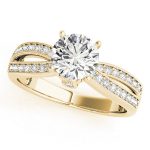 Multirow Engagement Ring, Side Stone Style, Round Shape, in Yellow Gold - 84386