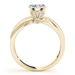 Multirow Engagement Ring, Side Stone Style, Round Shape, in Yellow Gold - 84386