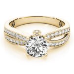 Multirow Engagement Ring, Side Stone Style, Round Shape, in Yellow Gold - 84386