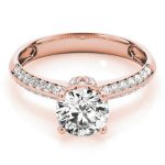 Pave Engagement Ring, Round Shape, in Rose Gold - 84387