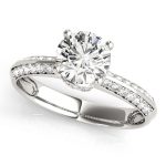 Pave Engagement Ring, Round Shape, in White Gold - 84387