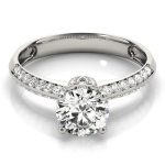 Pave Engagement Ring, Round Shape, in Platinum - 84387