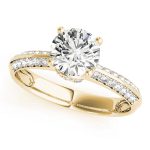 Pave Engagement Ring, Round Shape, in Yellow Gold - 84387