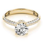 Pave Engagement Ring, Round Shape, in Yellow Gold - 84387